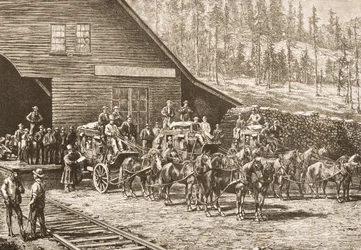 Estación de Reno en el Ferrocarril Central del Pacífico, c.1870, de 